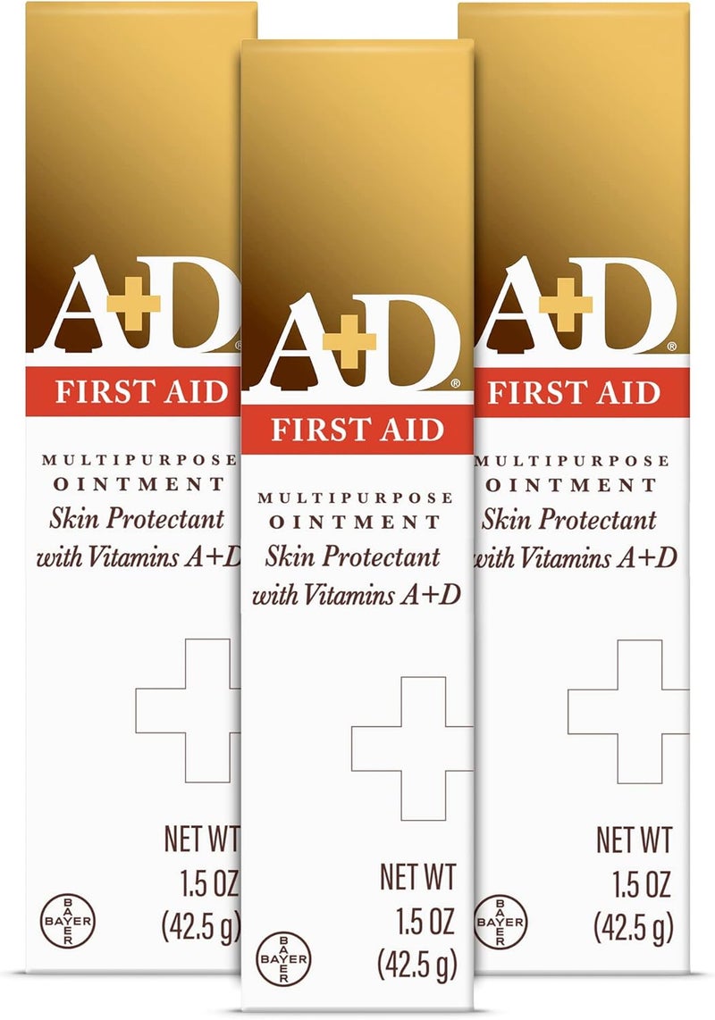 A + D مرهم الإسعافات الأولية، مرطب متعدد الاستخدامات للبشرة الجافة وواقٍ للبشرة، 1.5 أونصة (عبوة من 3) - Image 1